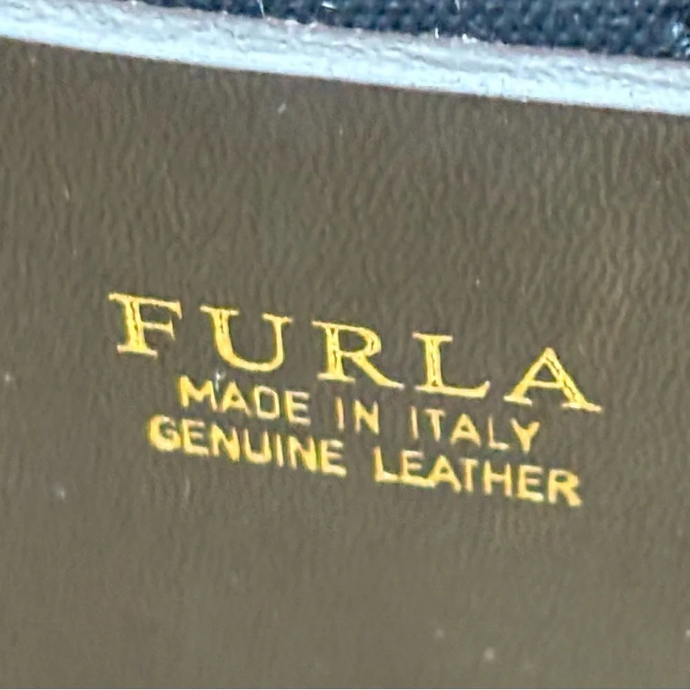 Furla Black Scalloped Leather Crossbody Bag with Gold‎ Hardware